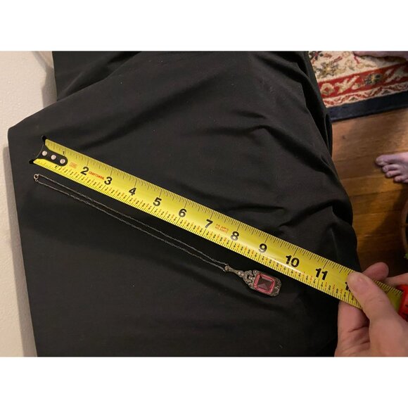 Vintage Art Deco Pink Paste & Rhinestone Pendant Necklace | 1920s Emerald Cut St - Picture 6 of 6